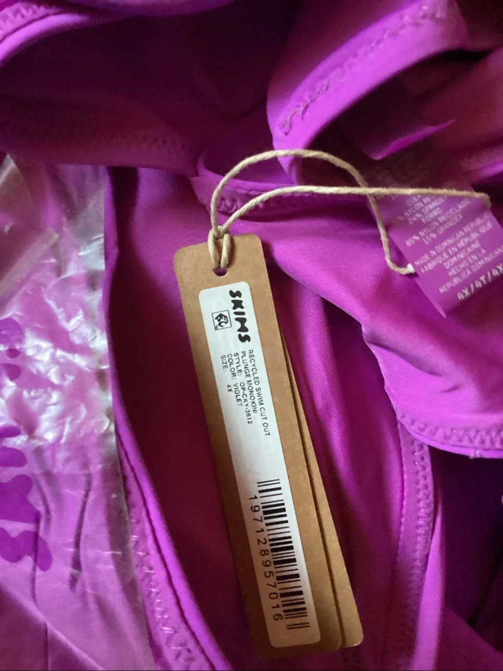 Sw41. 💜 SKIMS SIGNATURE SWIM PLUNGE CUT OUT MONOKINI SWIMSUIT VIOLET 4X nwt